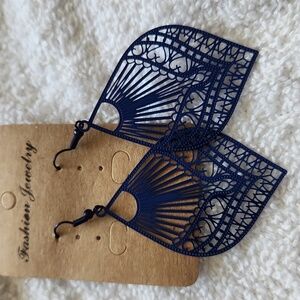 Elegant Cobalt Blue Filigree Earrings